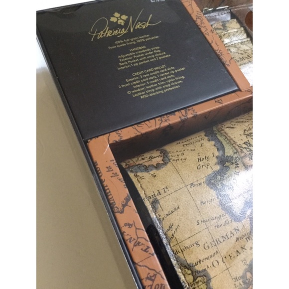 Patricia Nash LOCRI Map Print LEATHER crossbody / over shoulder purse & wallet - Picture 10 of 16